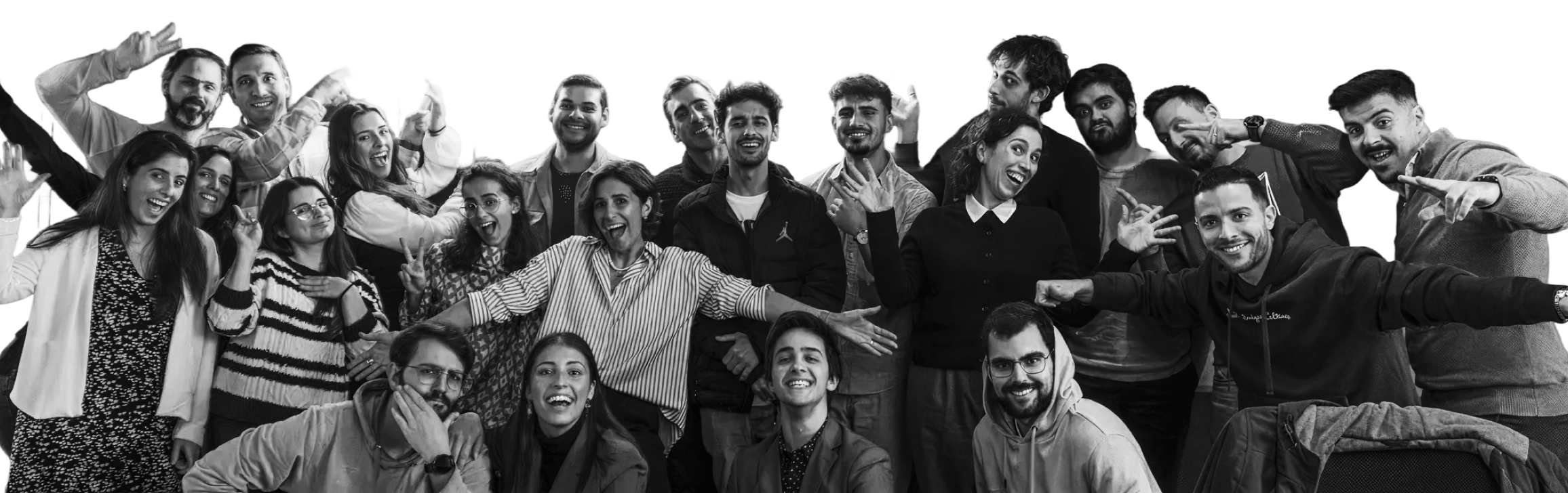BindTuning team members smiling and posing together in a group photo